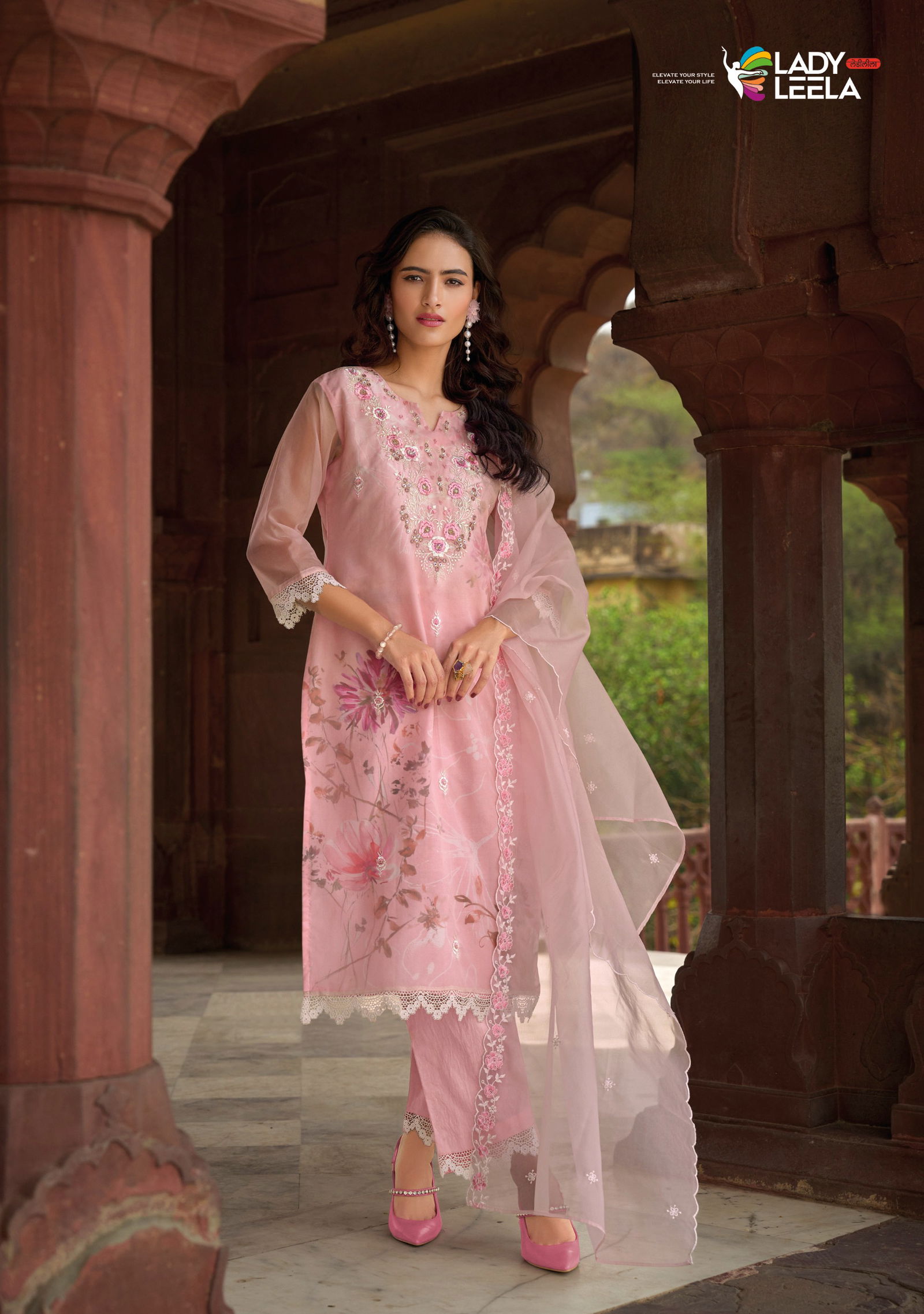 Summer Spring By Lady Leela Organza Embroidery Kurti With Bottom Dupatta Wholesale Shop In Surat